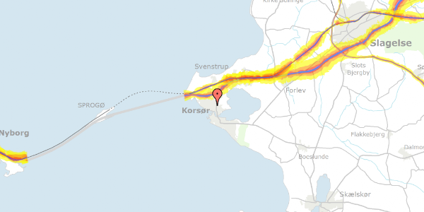 Trafikstøjkort på Halsskovvej 33, kl. , 4220 Korsør