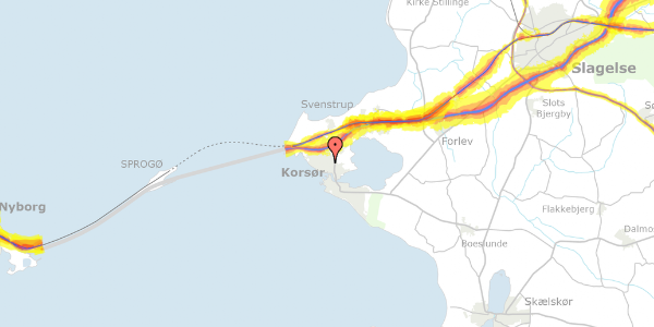 Trafikstøjkort på Halsskovvej 49, 4220 Korsør