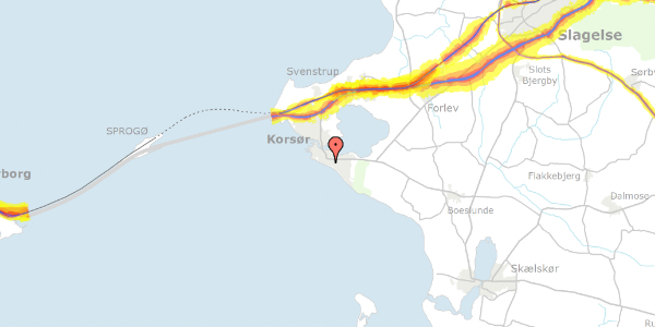 Trafikstøjkort på Helenevej 30, 4220 Korsør