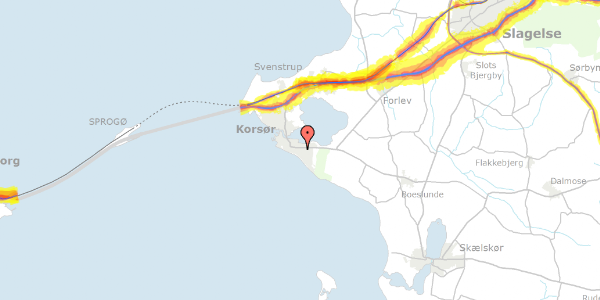 Trafikstøjkort på Kjærsvej 79, 4220 Korsør