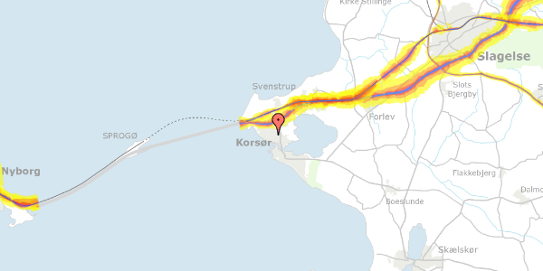 Trafikstøjkort på Kæhlersvej 9, 4220 Korsør