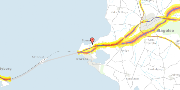 Trafikstøjkort på Musholmvej 82, 4220 Korsør