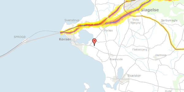 Trafikstøjkort på Næstved Landevej 1, 4220 Korsør