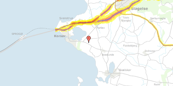 Trafikstøjkort på Næstved Landevej 43, 4220 Korsør