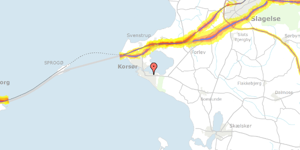 Trafikstøjkort på Rosenvænget 7, 4220 Korsør