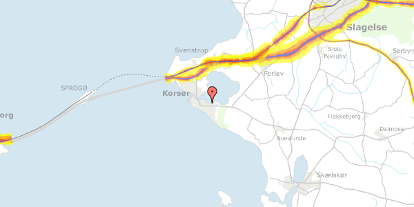 Trafikstøjkort på Rosenvænget 27, 4220 Korsør