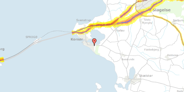 Trafikstøjkort på Rugvej 15, 4220 Korsør