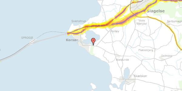 Trafikstøjkort på Skovvej 125, 4220 Korsør