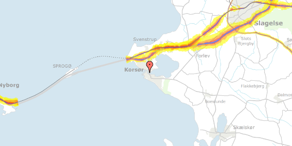 Trafikstøjkort på Slottensgade 3A, 1. , 4220 Korsør