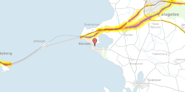 Trafikstøjkort på Slottensgade 18, 4220 Korsør