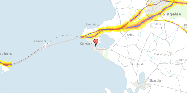 Trafikstøjkort på Slottensgade 30C, 4220 Korsør