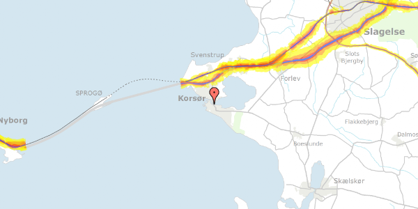 Trafikstøjkort på Slottensgade 30F, 4220 Korsør