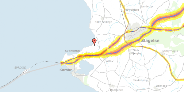 Trafikstøjkort på Spættevej 14, 4220 Korsør