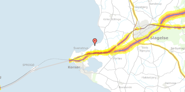 Trafikstøjkort på Strandgårdsvej 5, 4220 Korsør