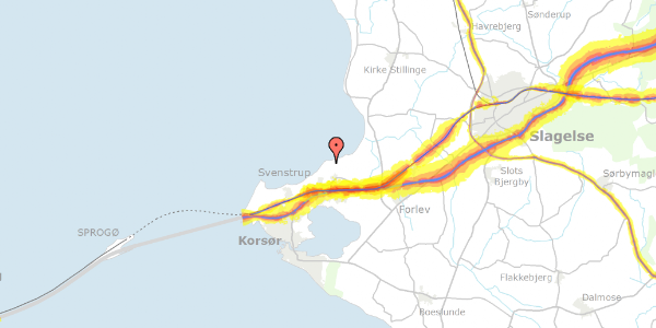 Trafikstøjkort på Strandgårdsvej 16, 4220 Korsør