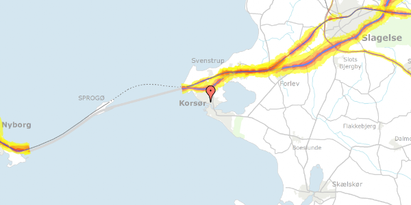 Trafikstøjkort på Strandvej 44, 4220 Korsør