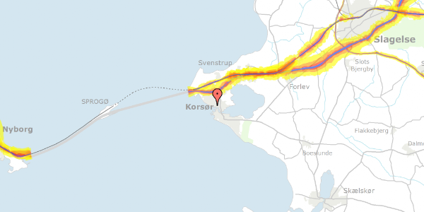 Trafikstøjkort på Strandvej 54, 4220 Korsør