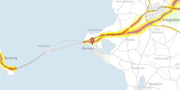 Trafikstøjkort på Strandvænget 3, 4220 Korsør