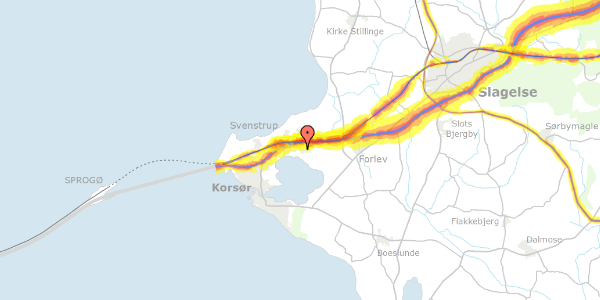 Trafikstøjkort på Søvej 9, 4220 Korsør