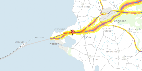 Trafikstøjkort på Tjærebyvej 2, 1. 28, 4220 Korsør