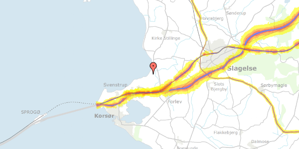 Trafikstøjkort på Tranevej 44, 4220 Korsør