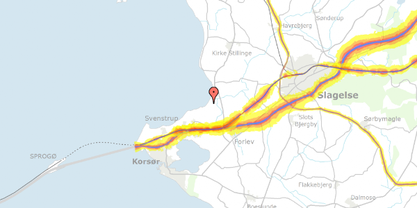 Trafikstøjkort på Tranevej 47, 4220 Korsør