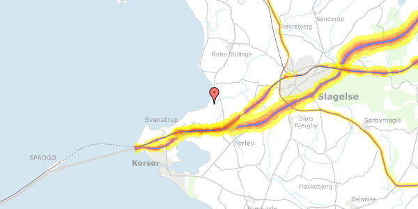 Trafikstøjkort på Tranevej 55, 4220 Korsør