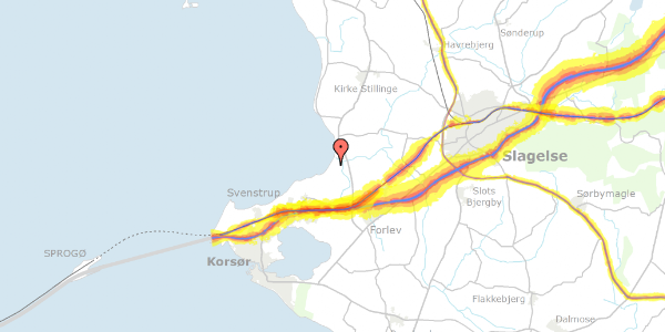 Trafikstøjkort på Tranevej 74, 4220 Korsør