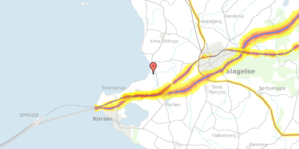 Trafikstøjkort på Tranevej 91, 4220 Korsør