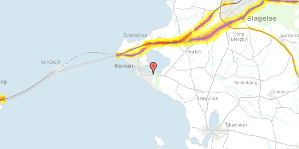 Trafikstøjkort på Tyreengen 34, 3. th, 4220 Korsør