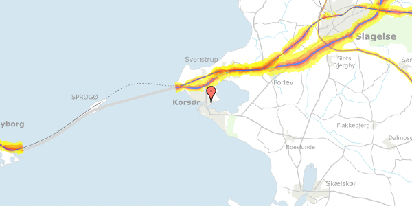 Trafikstøjkort på Tårnborgvej 44, 4220 Korsør