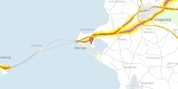 Trafikstøjkort på Tårnborgvej 83, 4220 Korsør