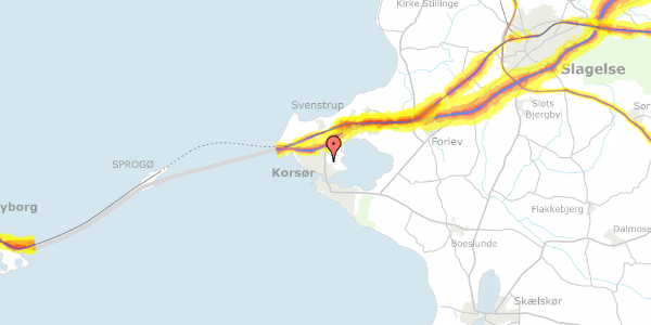 Trafikstøjkort på Tårnborgvej 116, 4220 Korsør