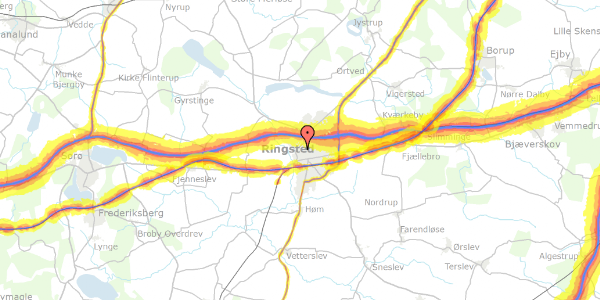 Trafikstøjkort på Dronning Margrethesvej 14, 4100 Ringsted