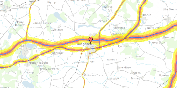 Trafikstøjkort på Dronning Margrethesvej 22B, st. th, 4100 Ringsted