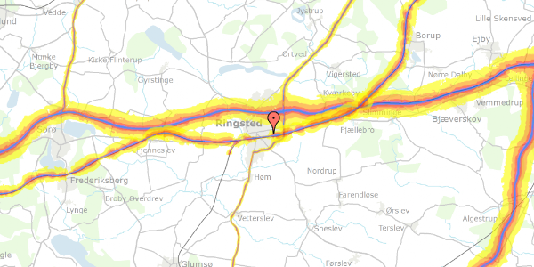 Trafikstøjkort på Duevej 2, 4100 Ringsted