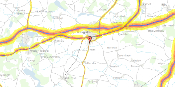 Trafikstøjkort på Eriksvej 43, 4100 Ringsted