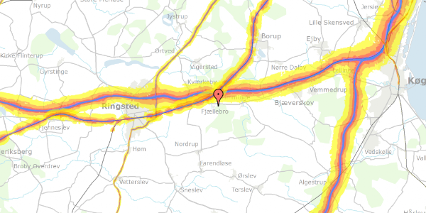 Trafikstøjkort på Fjellebrovang 6, 4100 Ringsted