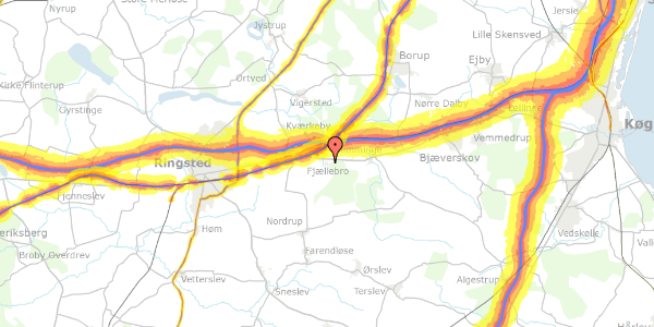 Trafikstøjkort på Fjellebrovang 7, 4100 Ringsted