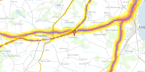 Trafikstøjkort på Fjellebrovang 20, 4100 Ringsted