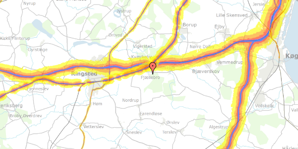 Trafikstøjkort på Fjellebrovang 22, 4100 Ringsted