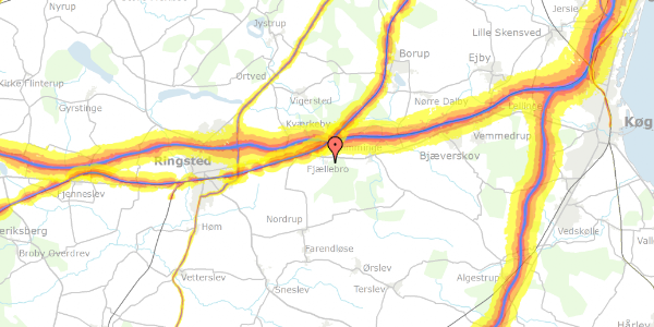 Trafikstøjkort på Fjellebrovang 25, 4100 Ringsted