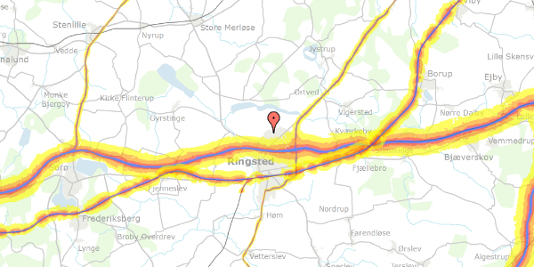 Trafikstøjkort på Fluebæksvej 190, 4100 Ringsted