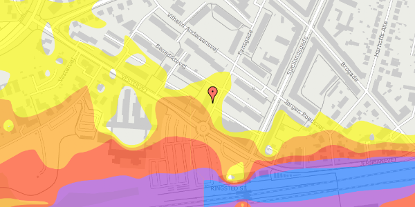 Trafikstøjkort på Fynsgade 28, st. 1, 4100 Ringsted