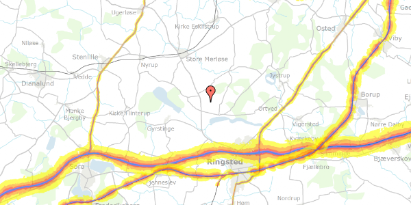 Trafikstøjkort på Glamhøjvej 18, 4100 Ringsted