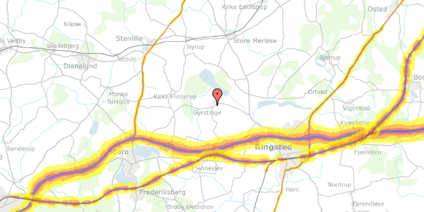 Trafikstøjkort på Gyrstinge Bygade 9, 4100 Ringsted