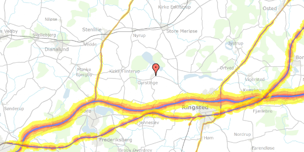 Trafikstøjkort på Gyrstinge Bygade 28, 4100 Ringsted