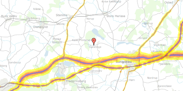 Trafikstøjkort på Gyrstingevej 107, 4100 Ringsted