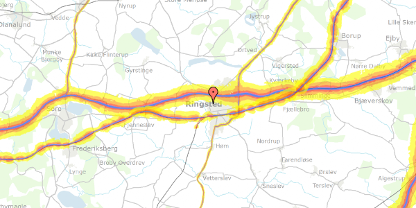 Trafikstøjkort på Hagelbjergvej 13, 4100 Ringsted