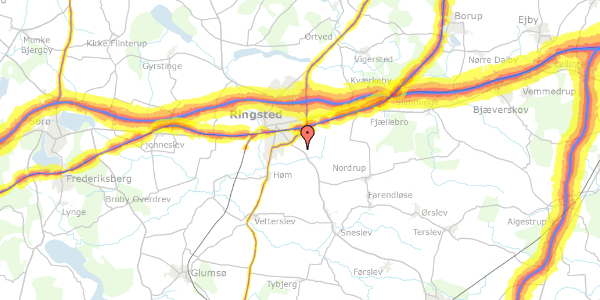Trafikstøjkort på Haslevvej 74, 4100 Ringsted